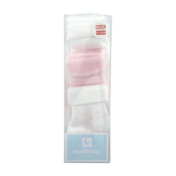 JUEGO 3 CALCETINES PARA BEBE MOTAS ROSA - Imagen 2
